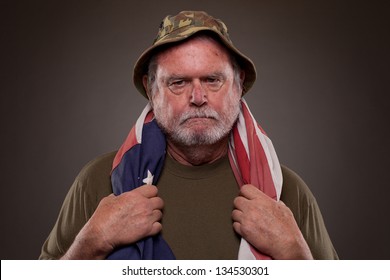 Vietnam Veteran With American Flag