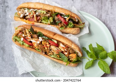 Vietnamese Baguette with grilled chicken and mixed salad
