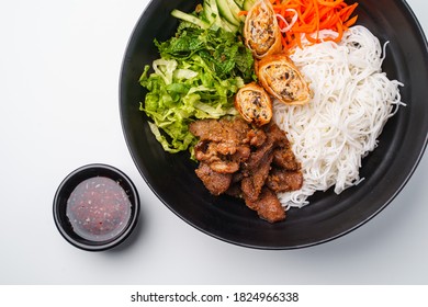 Vietnamese Bun Cha Gio Thit Nuong Beef Egg Rolls Noodle  