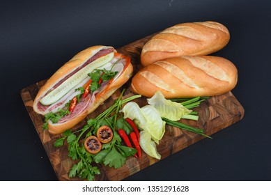 Vietnamese Chicken Pork Bacon Baguette - Banh Mi 