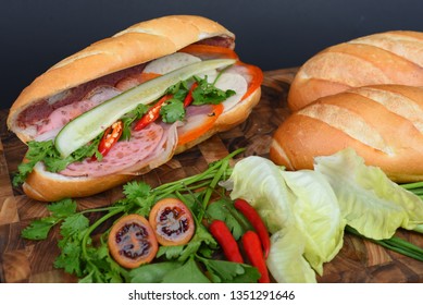 Vietnamese Chicken Pork Bacon Baguette - Banh Mi 