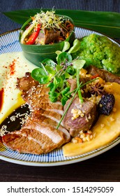 Vietnamese Cooked Meat Food With Lots Of Vegetable And Potato Paste