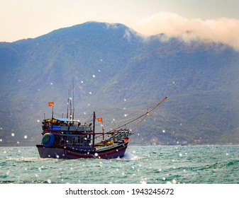 Vietnamese Fishing Boat In Rough Water