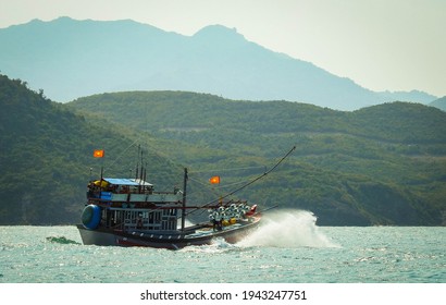 Vietnamese Fishing Boat In Rough Water