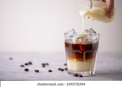 Vietnamese Iced Coffee With Condensed Milk In White Background