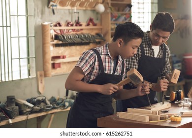 Vietnamese Man Teaching His Son Wood Stock Photo 615262751 | Shutterstock