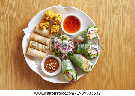 Vietnamese Spring Rolls,various  vegetables ,Vietnamese food 