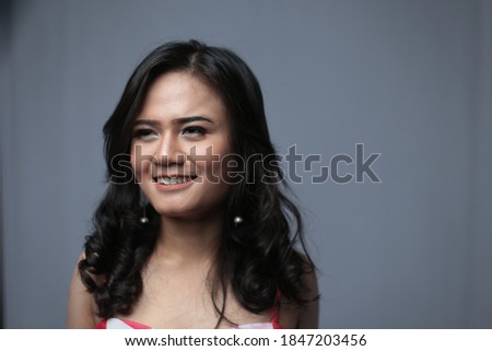 vietnamese woman beauty face makeup using dress on white background