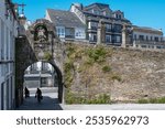 View of the 1759 Santiago Gate on the 3rd century Roman wall of the city of Lugo, Spain