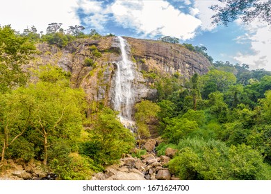 View at 220 m high Diyaluma Falls - second highest waterfall, Sri Lanka.