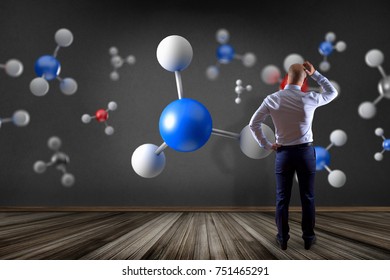 View of a 3d rendering molecule on a displayed on a medical interface 