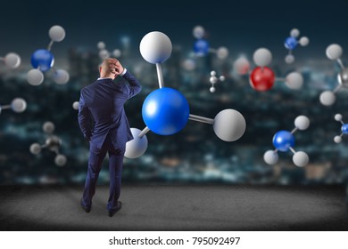 View of a 3d rendering molecule on a displayed on a medical interface 