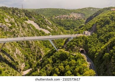 View of A7 freeway and D3 road near Rijeka, Croatia