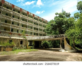 View of an Abandoned Beach hotel in Mahe, Seychelles - Shutterstock ID 2164273119