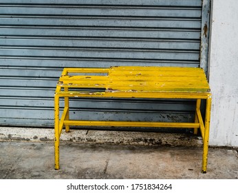a view of abandoned yellow stool