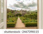 A view of Abbotsford, an historic country house near Galashiels in the Scottish Borders, from the conservatory. It was home to famed author and poet Walter Scott from 1817 to 1825.