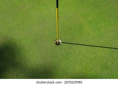 View From Above. Golf Hole On A Green Grass