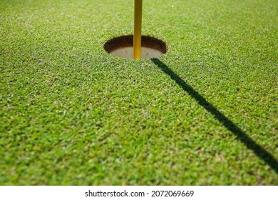 View From Above. Golf Hole On A Green Grass