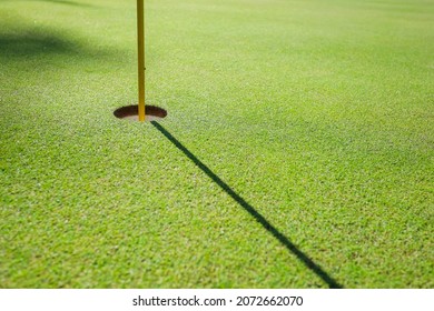 View From Above. Golf Hole On A Green Grass