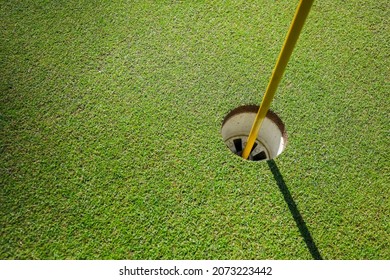 View From Above. Golf Hole On A Green Grass