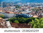 View from above of Graz city. Austria. Cultural Capital of Europe. Famous tourist destination, tourist attraction