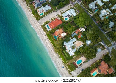 View from above of large residential houses in island small town Boca Grande on Gasparilla Island in southwest Florida. American dream homes as example of real estate development in US suburbs - Shutterstock ID 2212281497