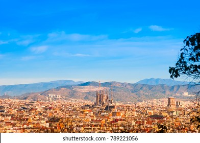 View Above On Barcelona From Montjuic Hill