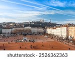 A view from above of Place Bellecour in Lyon.