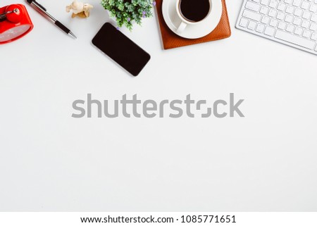 Desktop office mix, computer and mobile