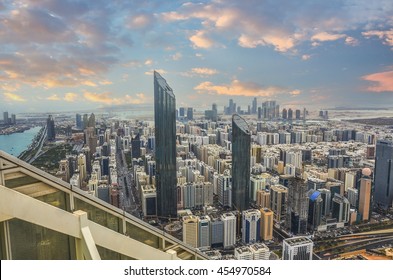 View of Abu Dhabi city, United Arab Emirates by day, view from the roof