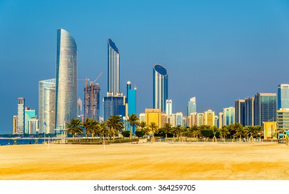 View Of Abu Dhabi Skyscrapers From The Public Beach