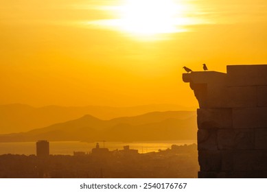 view from the acropolis temple to the harbour of greece in the evening light - Powered by Shutterstock