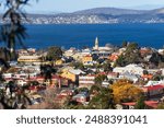 A view across the beautiful colourful buildings of Hobart