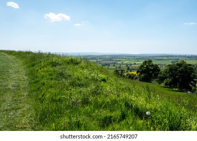 View Across The Countryside From The Cotswolds Way Trail Gloucestershire England