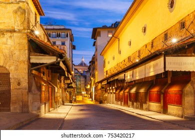 View across the famous bridge Ponte Vecchio at night in Florence, Tuscany, Italy