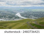 View across Lewiston Idaho and Clarkston Washington  with Snake River and Clearwater River