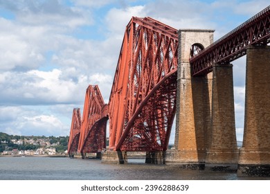 View across the river from the base of the Forth Bridge. In Queensferry Scotland