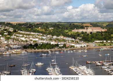 A view across the River Dart towards Dartmouth Town taken from the Kingswear side of the valley.
