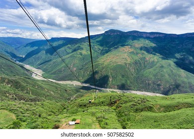 View Of The Aerial Tram In Chicamocha Canyon Near Bucaramanga, Colombia