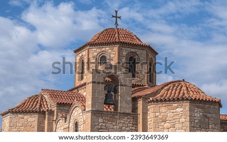 View of Agios Silouanos Greek Orthodox Church, located in Pervolia village, near of Larnaca, Cyprus