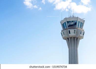View Of Air Traffic Control Tower In The  Airport.