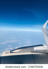 View from aircraft with blue sky