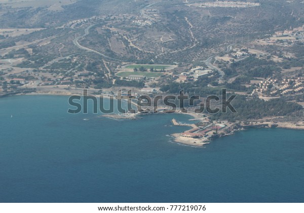 A view from the\
airplane. Cyprus island.\
