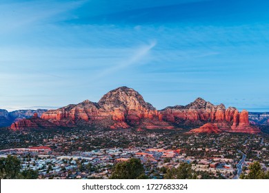 View From Airport Mesa In Sedona At Sunset In Arizona, USA