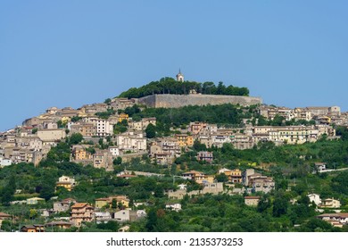 View of Alatri, historic town in Frosinone province, Lazio, Italy, at morning
