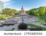 View of the Alberta Legislature in Edmonton in the early evening 