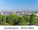 View of Albuquerque Downtown from its International airport also known as sunport