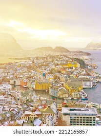 View Of Alesund, Norway In Winter.