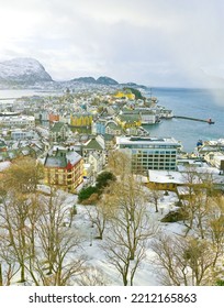 View Of Alesund, Norway In Winter.