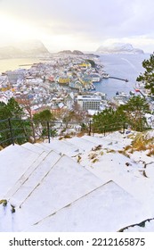 View Of Alesund, Norway In Winter.